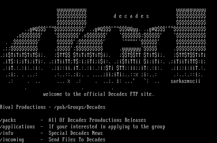 decades ftp site motd by sarkazm