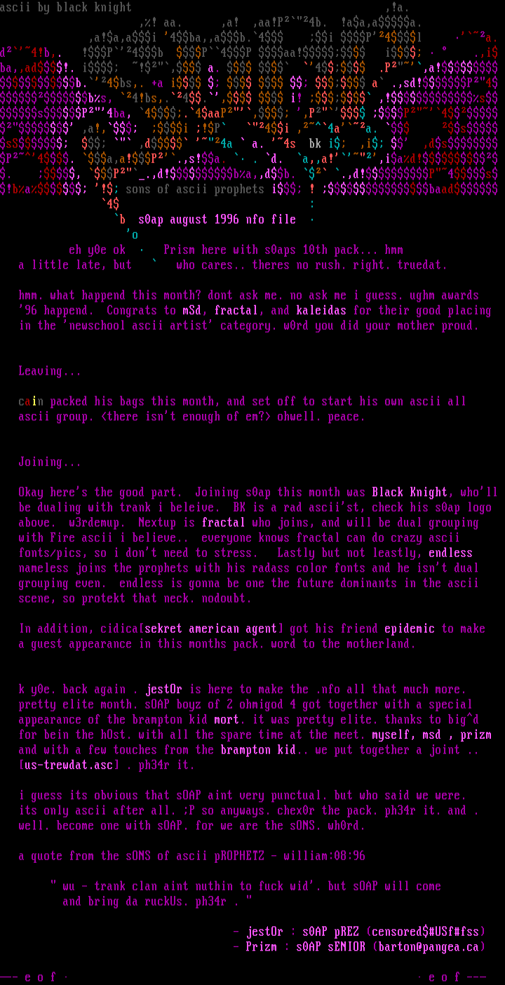 august sons of ascii prophets info by s0ap