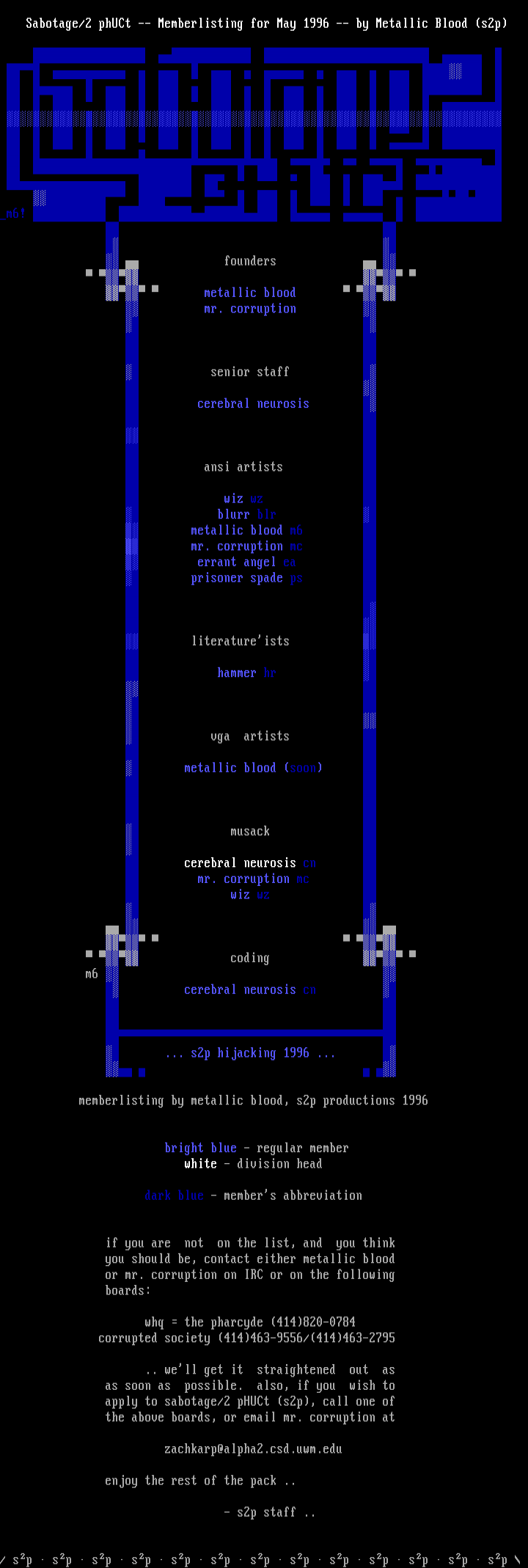 s2p memberlisting for may ninesix by metallic blood