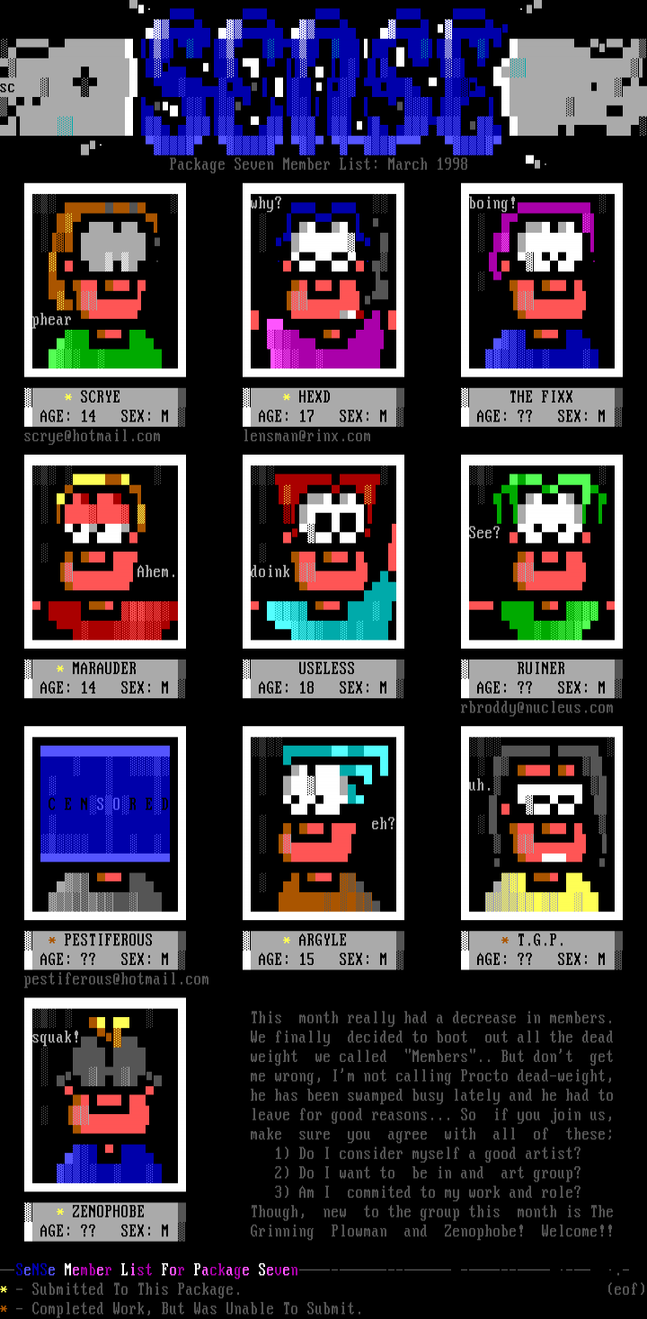 mem list seven by scrye