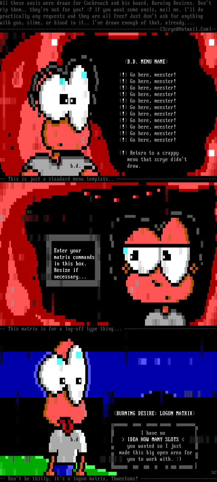 burning desire menus and matrixes.. by scrye
