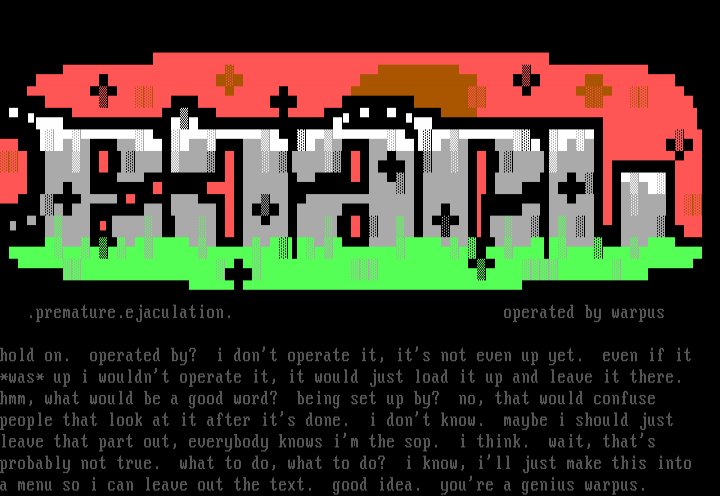 premature ejaculation menu by warpuddle