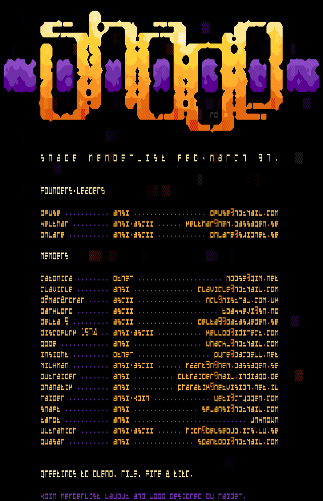 shade memberlist by shade