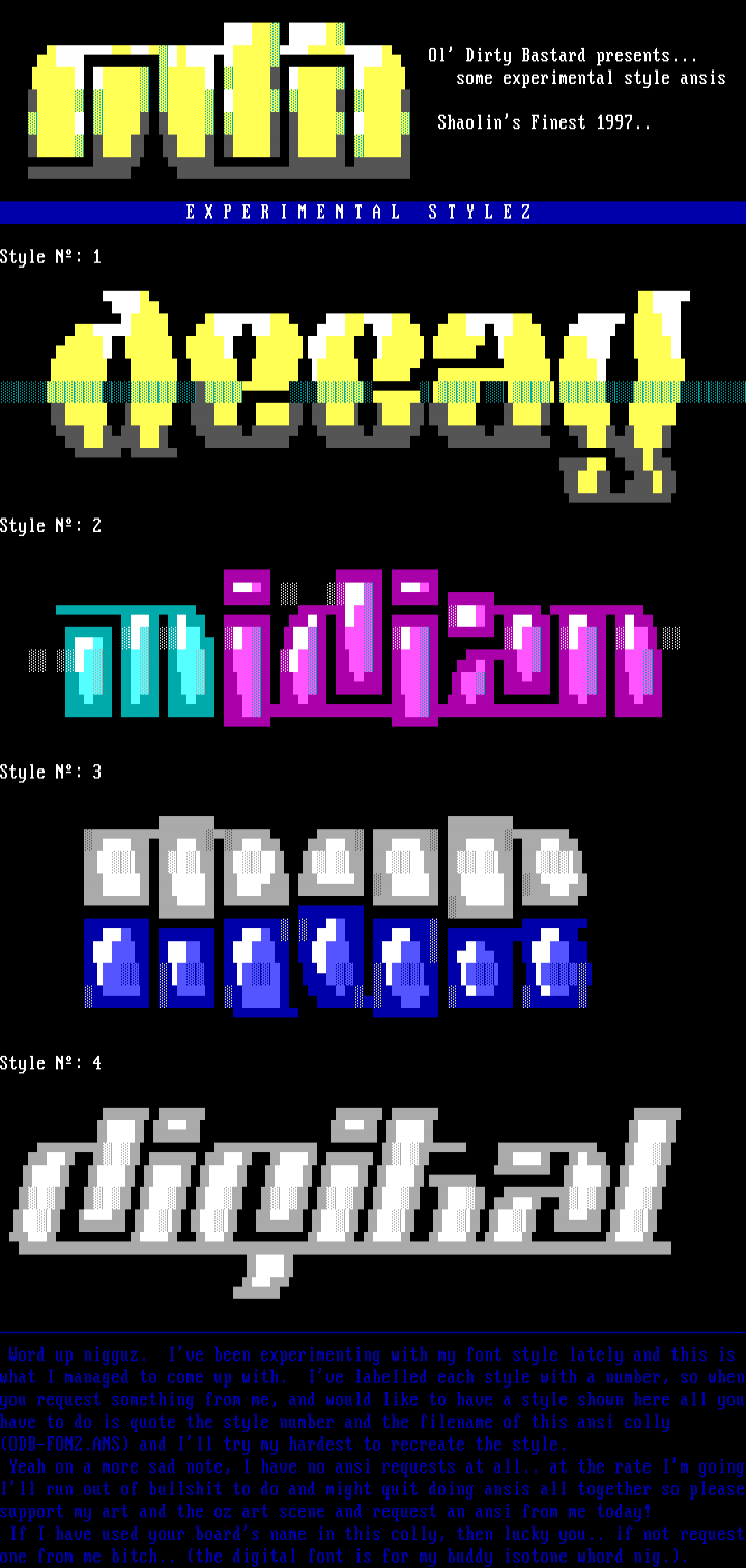 Experimental Fonts by Ol' Dirty Bastard