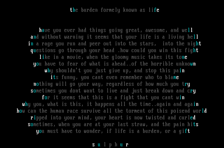 the fucking burden called life. by SuLPHuR
