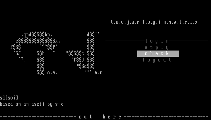 Toe Jam Ascii Matrix Screen by Shadow Dragon