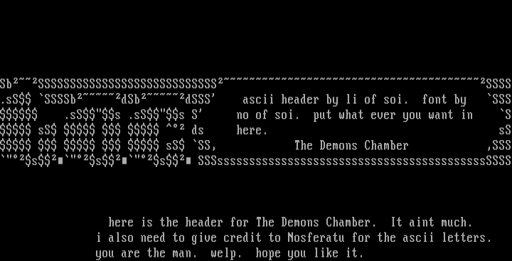The Demons Chamber Ascii header by Lord of illusion