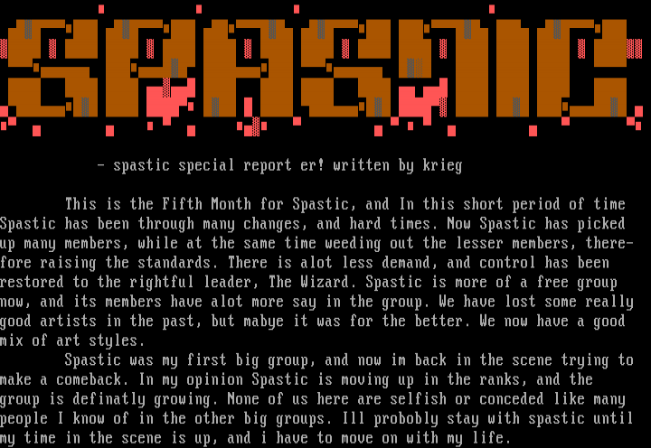 Spastic report by Krieg