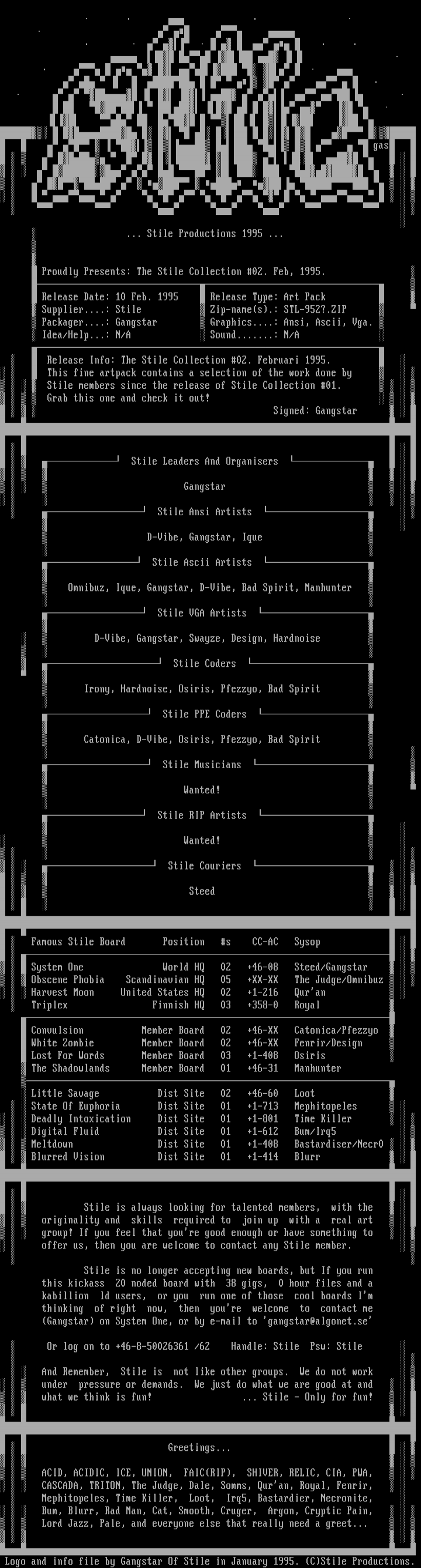 Stile Info File, Feb 1995. by Gangstar