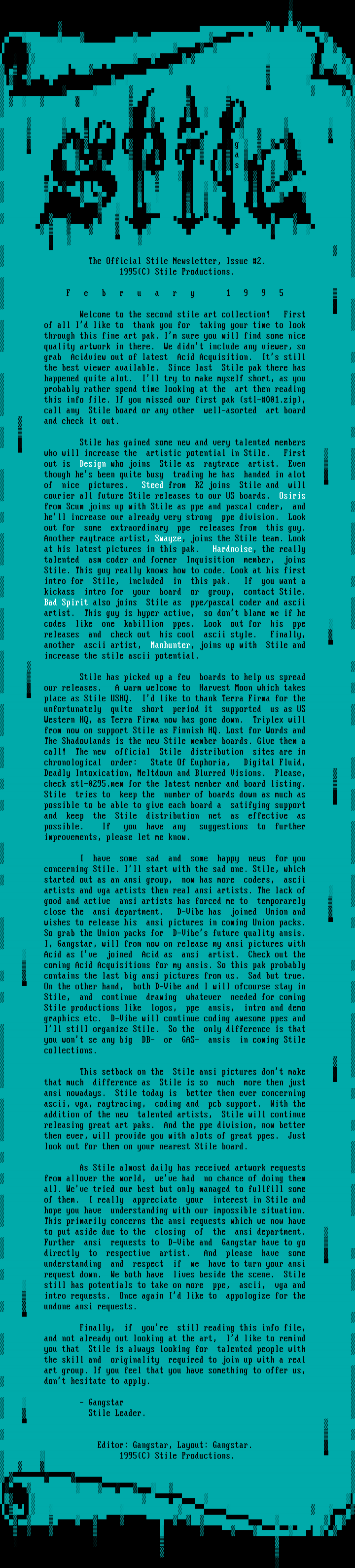 Stile Newsletter, Issue #2. by Gangstar