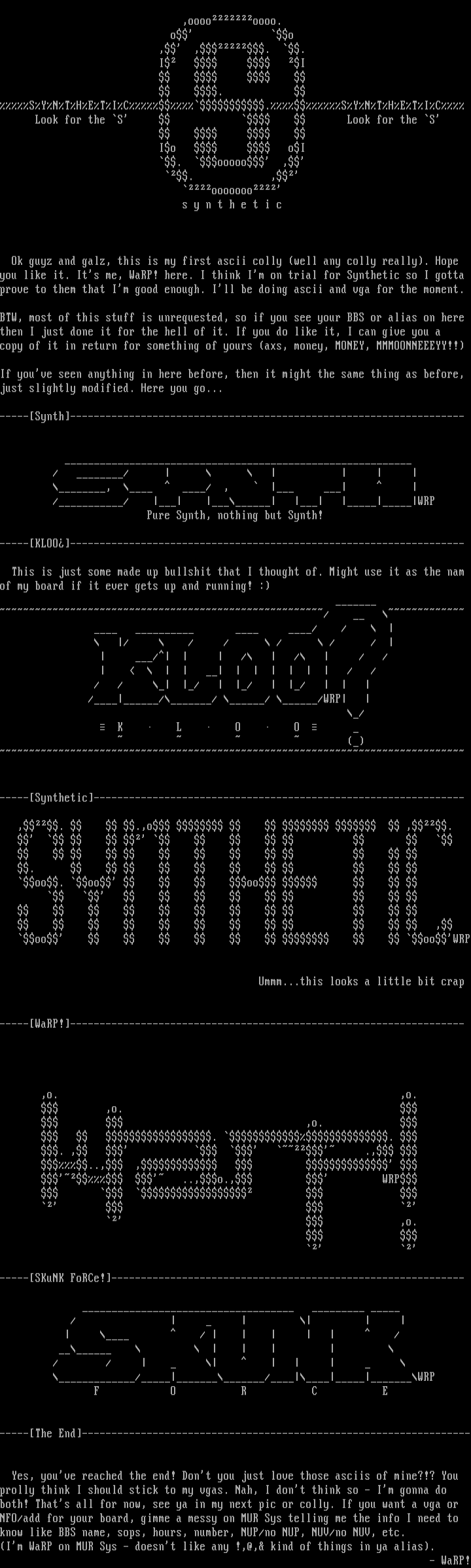 Warp's Ascii Colly! by Warp