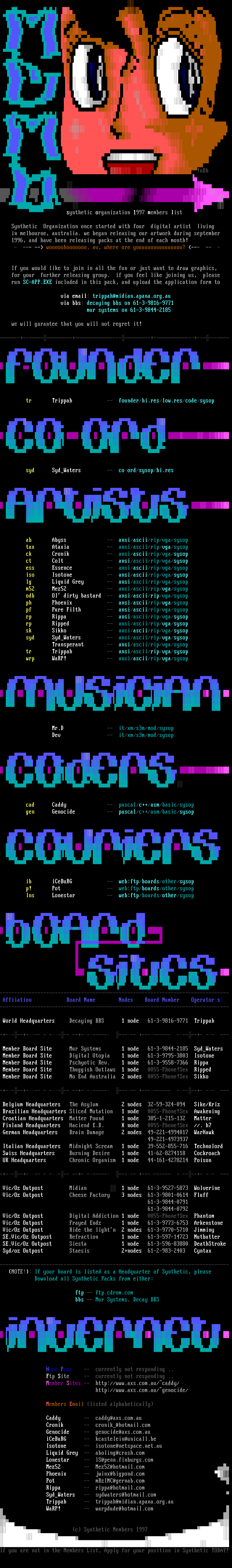 Synthetic Artpack 14 Members by Synthetic