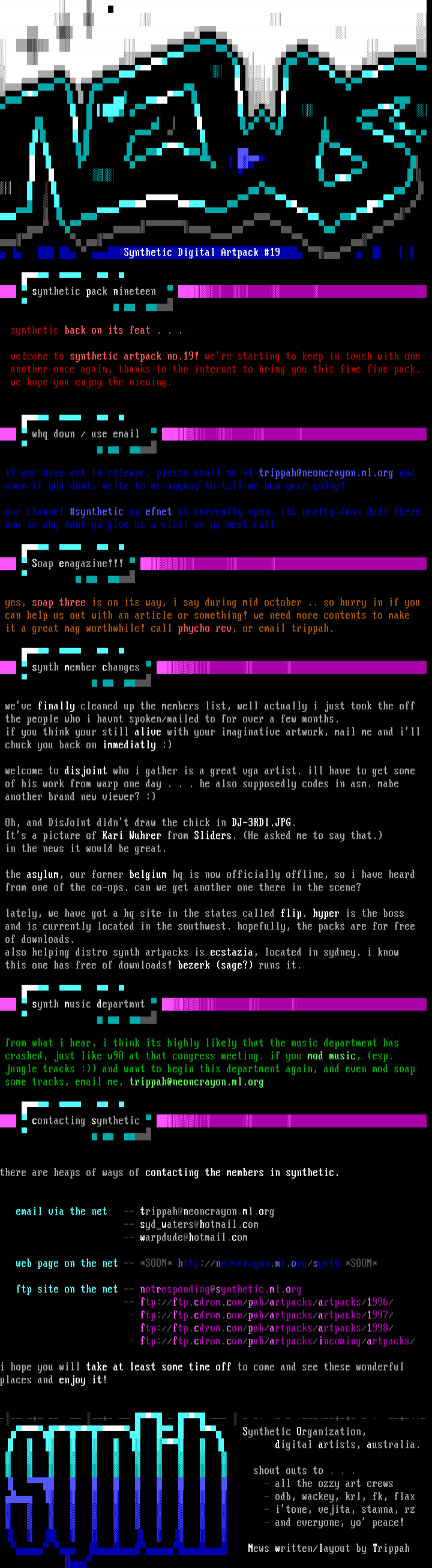 Synthetic Artpack 19 News by Synthetic