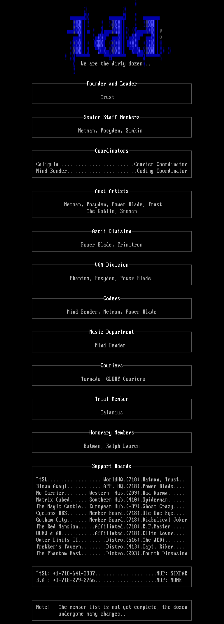 12/94: Member List by The Dirty Dozen