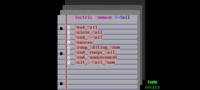 Electric Commune BBS E-Mail Menu by Tank