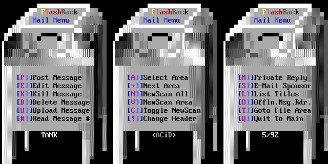 FlashBack BBS Software Mail Menu by Tank
