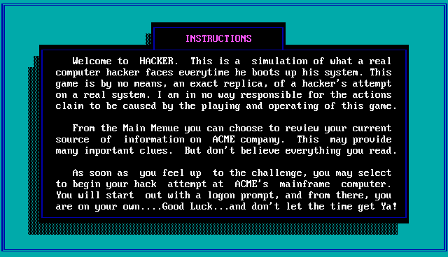 HACKER Game Instructions by Tank
