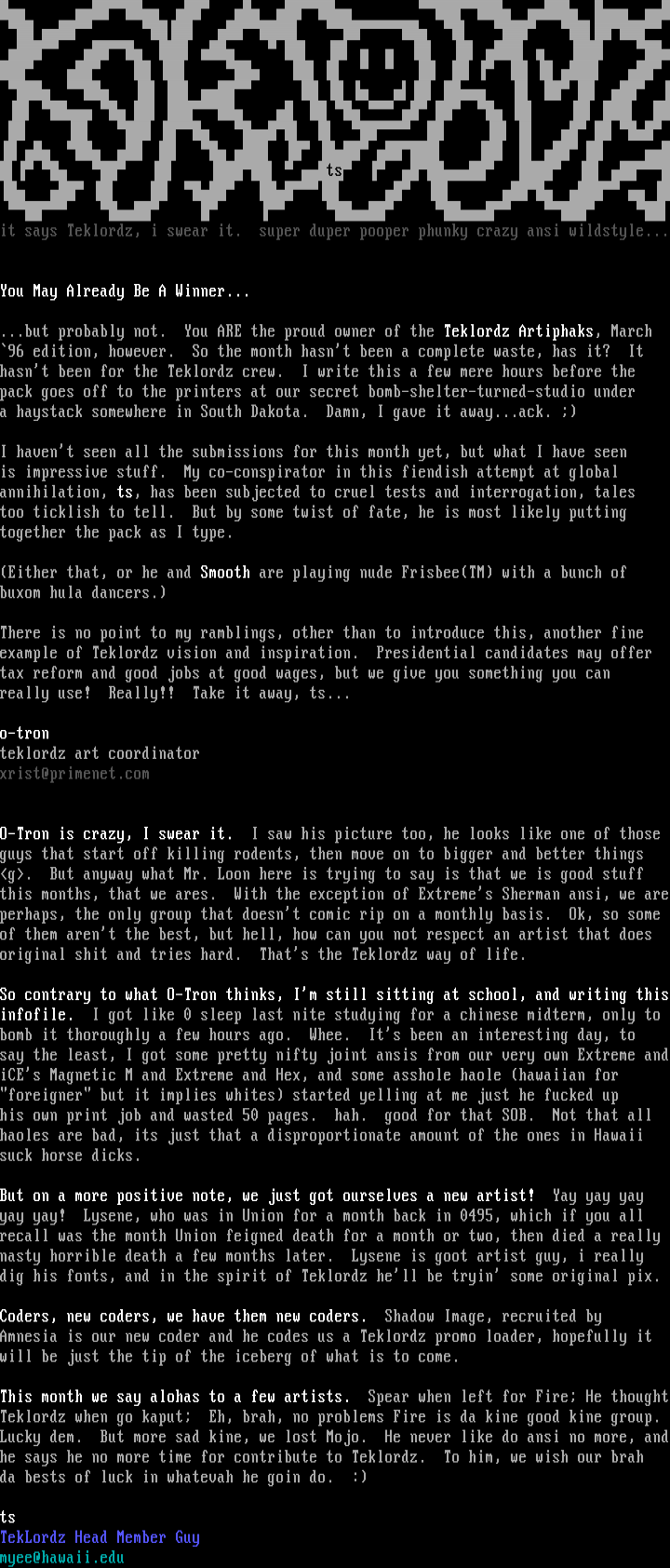 News and Stuff for 0396 by TL Senior Staff