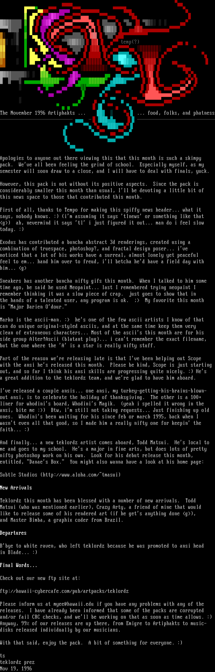 1196 Teklordz News by TL Senior Staff