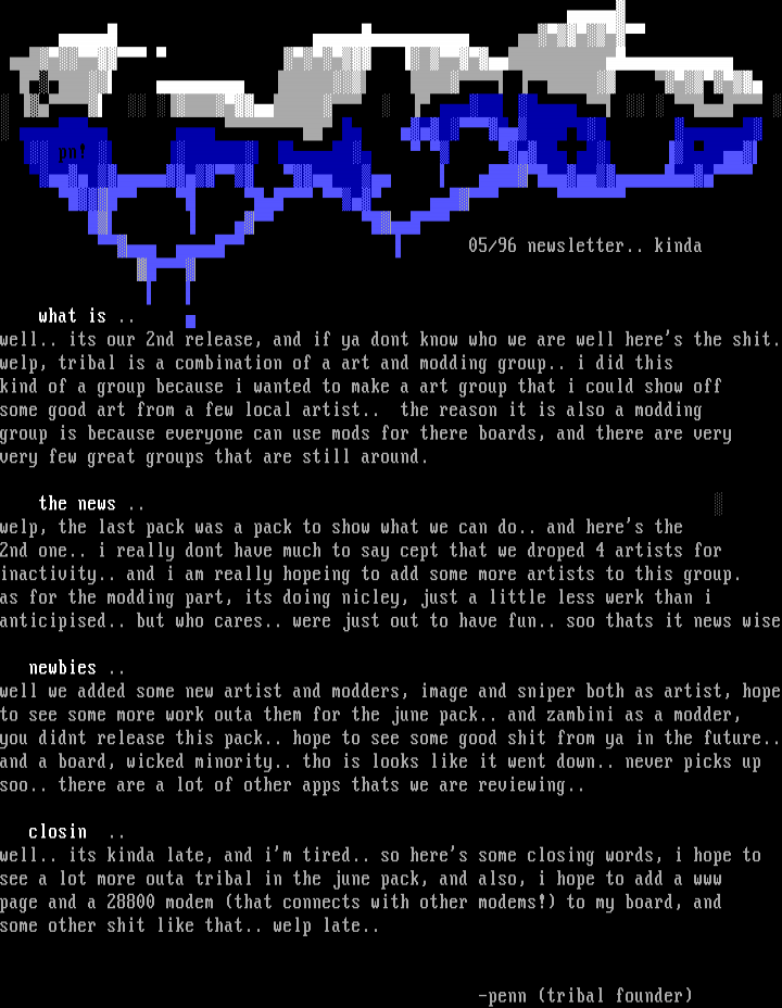 05/96 tribal newsletter.. kinda by tribal
