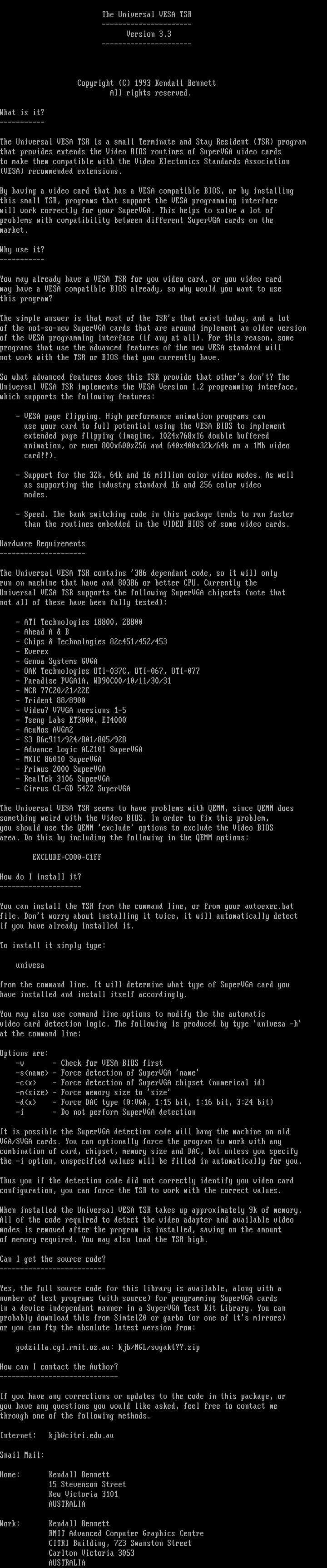 Univesa 3.3 Doc's by Guy who wrote them