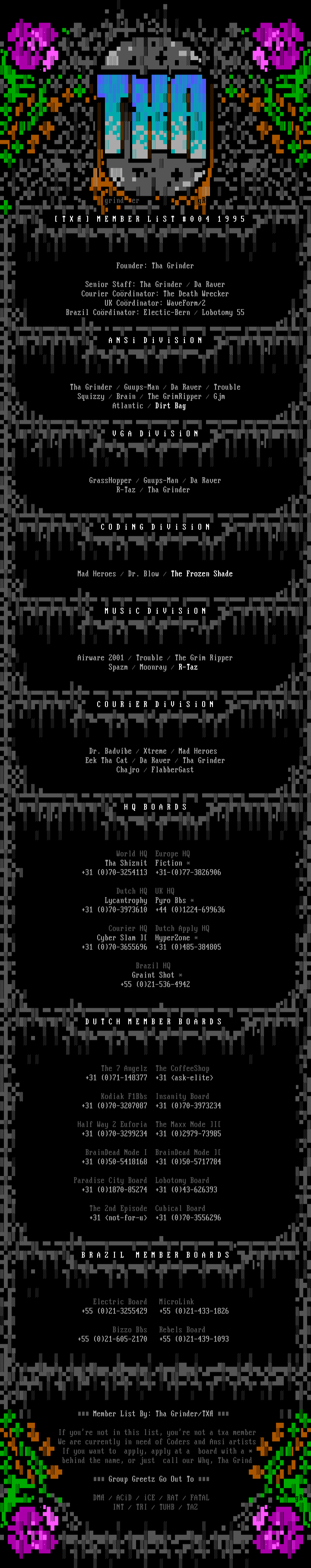 Txa Member List 12-95 by Tha Grinder