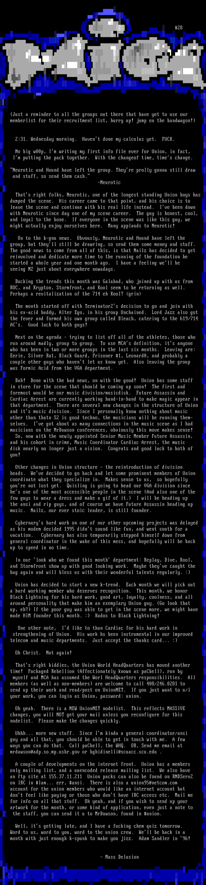 Union Info - 02/95 by Mass Delusion