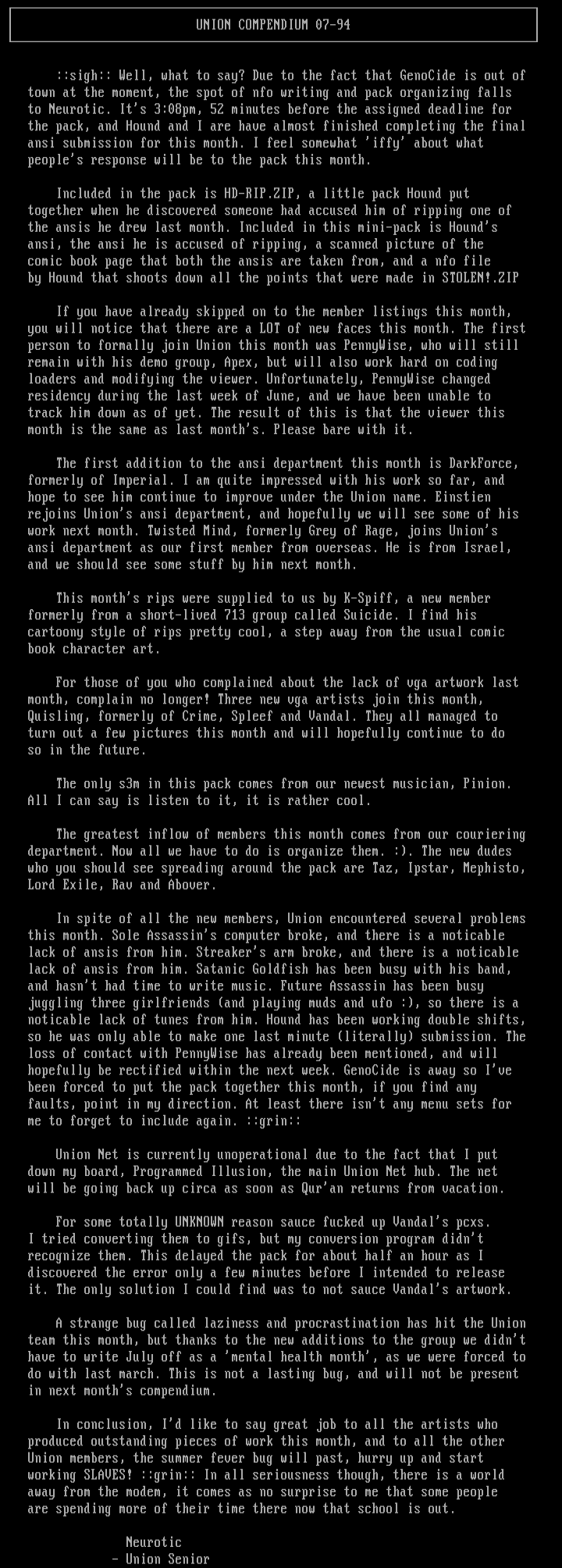 Union 07-94 Information by Neurotic