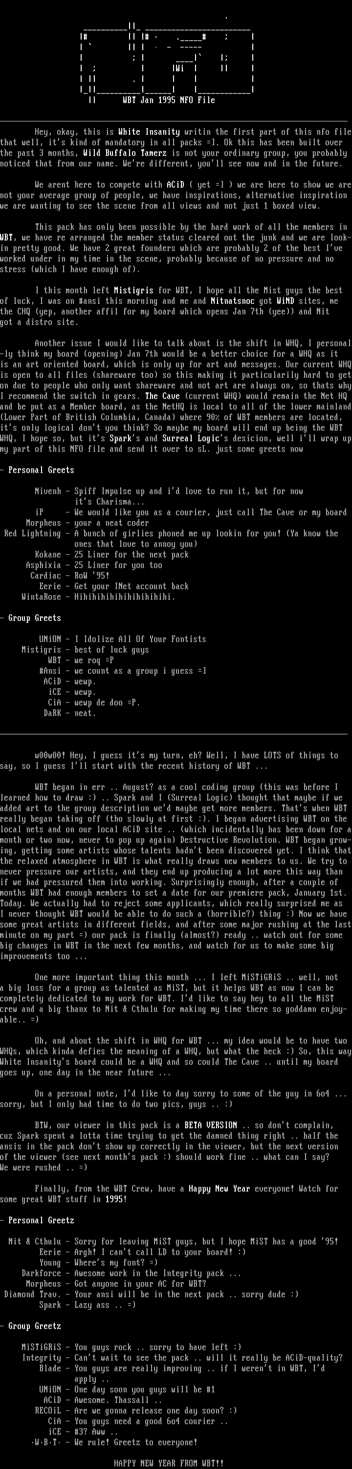 WBT Infofile for 01/95 by sL & Wi