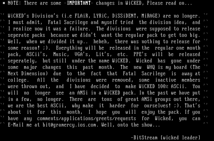 Changes taking place in WiCKED by BitStream