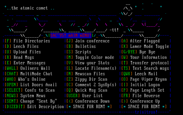 The Atomic Comet Main Menu by Trinitron