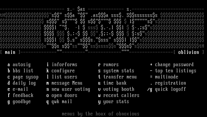 Main Menu for Oblivion by The Hoax